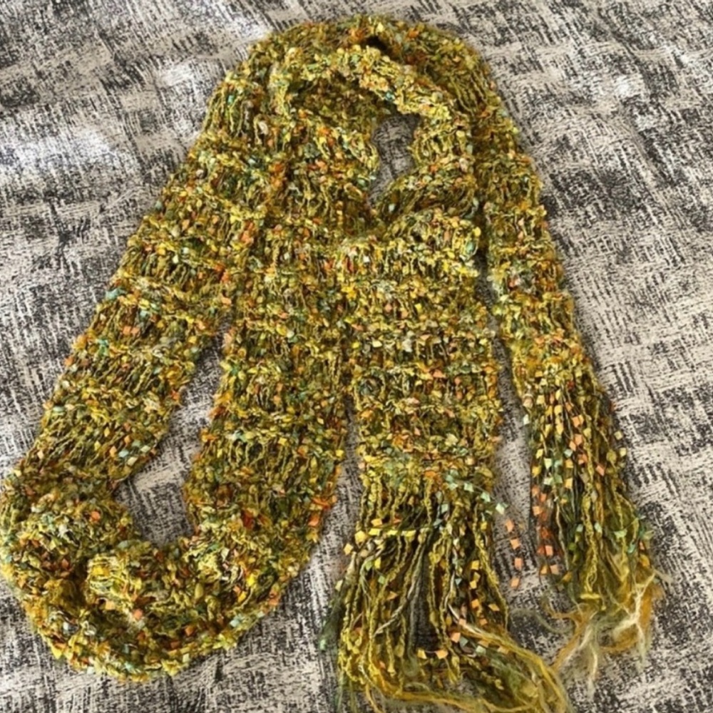 Handmade Knit Scarf with Fringe